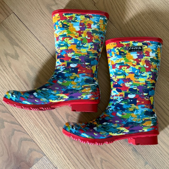 Roma Multicolor Artsy Women's Rain Boots 8 - Picture 2 of 9